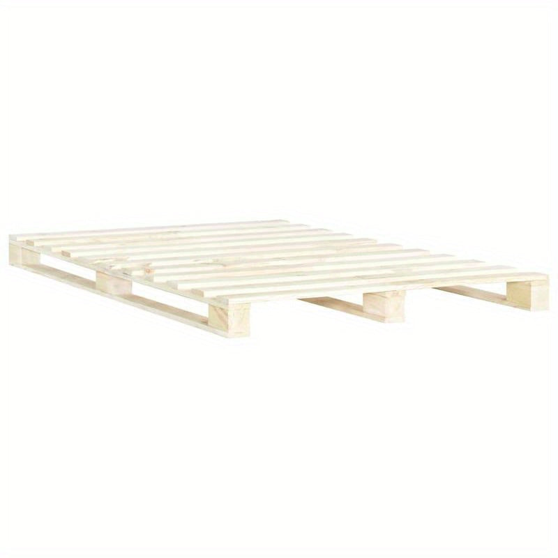 Contemporary Pine Wood Bed Frame - 200x200cm Removable & Durable Pallet Wood Frame with Natural Wood Grain Finish, Easy Assembly, No Power Needed for Small Spaces, Bed Frame for Bedroom, Contemporary Bedding, Simple Elegant D
