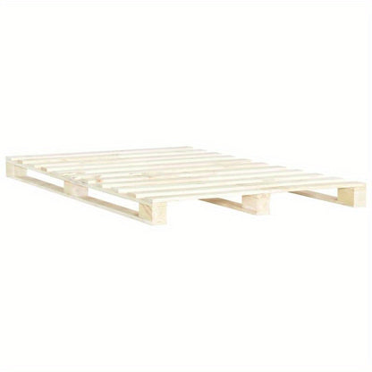 Contemporary Pine Wood Bed Frame - 200x200cm Removable & Durable Pallet Wood Frame with Natural Wood Grain Finish, Easy Assembly, No Power Needed for Small Spaces, Bed Frame for Bedroom, Contemporary Bedding, Simple Elegant D