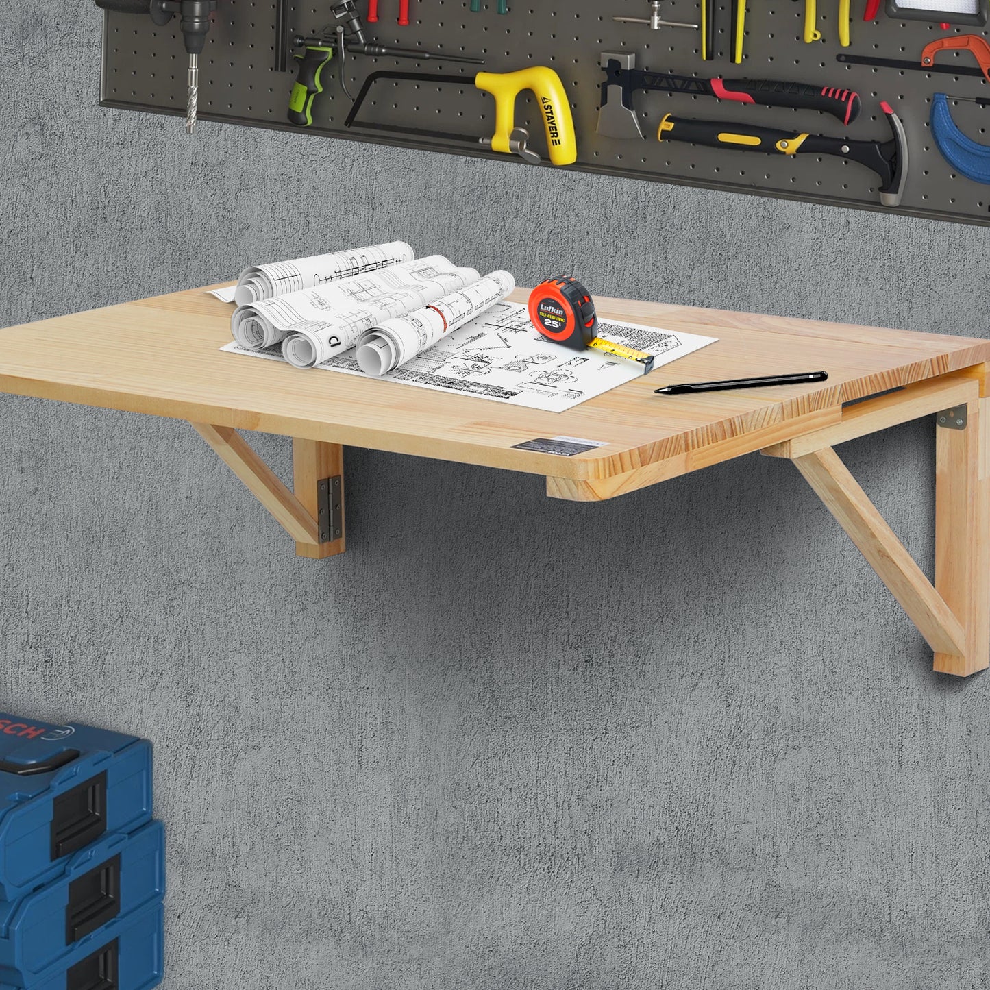 Wandtafel – Klaptafel – Opklapbare Werktafel – Muurtafel – Zwevende Tafel – 80x60 cm – 100% Grenenhout – Draagvermogen 45 kg