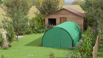 kassen tunnel – serre – kas – tuinserre – groentetent – groen – gegalvaniseerd ijzer frame – 18 m² met ventilatieramen en draaideuren