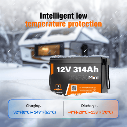 lithium accu – lithium batterij – lifepo4 accu – camper accu – boot accu – 12V 314Ah – compact & lage temperatuur bescherming