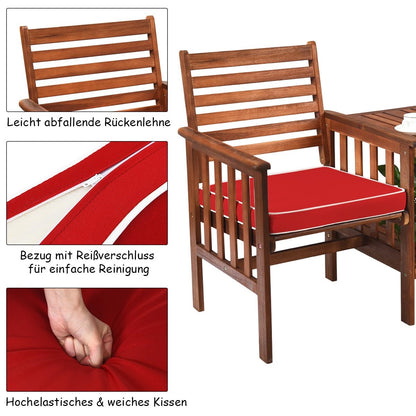 Tuinbank – Buitenbank – Houten Bank – Zitbank – Balkonbank – Acaciahouten Tuinbank Met Tafel – Kussen Inclusief – Parasolgat – 165x65x88 cm – Draagvermogen 350 kg