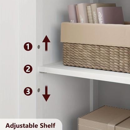 Freestanding Bathroom Cabinet with Glass Doors & Adjustable Shelves - Modern Floor Storage Cabinet with Door & Shelf Organization, Durable Standing Cupboard for Bathroom, Kitchen, Living Room - Space-Saving Vertical Storage C