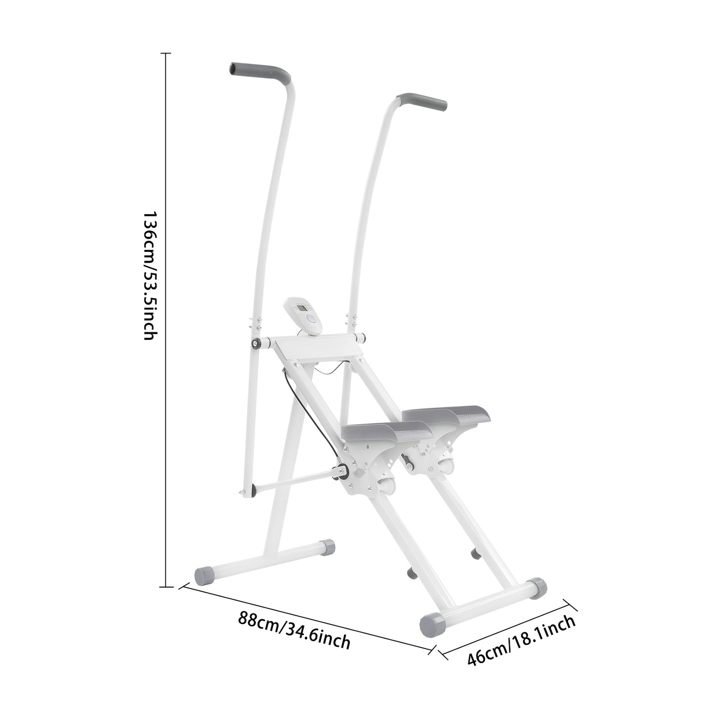 Foldable Manual Stair Stepper Machine - White Vertical Exercise Climber with Adjustable Resistance, Control & Space-Saving Design for Home Gym, Non- Stair Climber for Cardio, Strength Training, Compact Workout Equipment