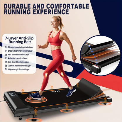 Loopband – Loopband Met Bureau – Wandelband – Thuisfitness – Compact Ontwerp – Instelbare Helling Tot 7% – Laag Geluidsniveau - QUORE