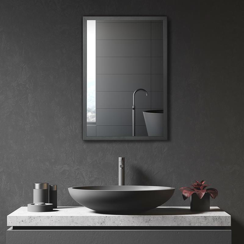 Mirror Cabinet, Bathroom Cabinet, 3 Shelves, Stainless Steel, 40X12X60Cm, Black, Bathroom Storage Cabinet with Shelves And Doors, Multifunctional Storage Unit.