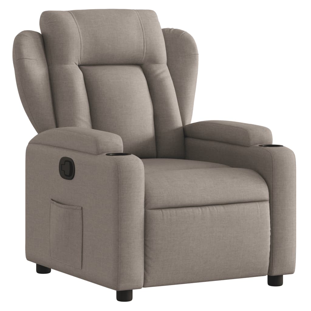 Elektrische Relaxfauteuil – Elektrische Relaxstoel – Elektrische Loungestoel – Elektrische Stoel – Elektrische Zetel – Taupe – 135° Kantelbaar – Bekerhouders & Zijvak