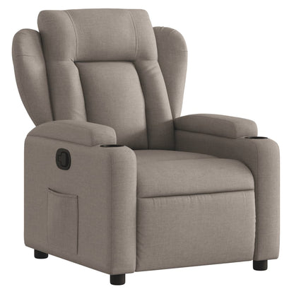 Elektrische Relaxfauteuil – Elektrische Relaxstoel – Elektrische Loungestoel – Elektrische Stoel – Elektrische Zetel – Taupe – 135° Kantelbaar – Bekerhouders & Zijvak