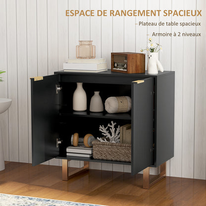 Dressoir – Sideboard – Opbergkast – Buffetkast – Woonkamerkast – Verstelbare Plank – MDF Metalen Poten – 76,5x39x77 cm – Zwart Mat