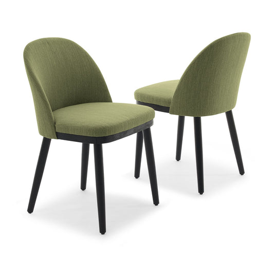 Eetkamerstoelen – Stoelen – Design Stoelen – Dining Chairs – Beklede Stoelen – Set Van 2 Groen – Ergonomische Rugleuning – Massief Beukenhout Frame
