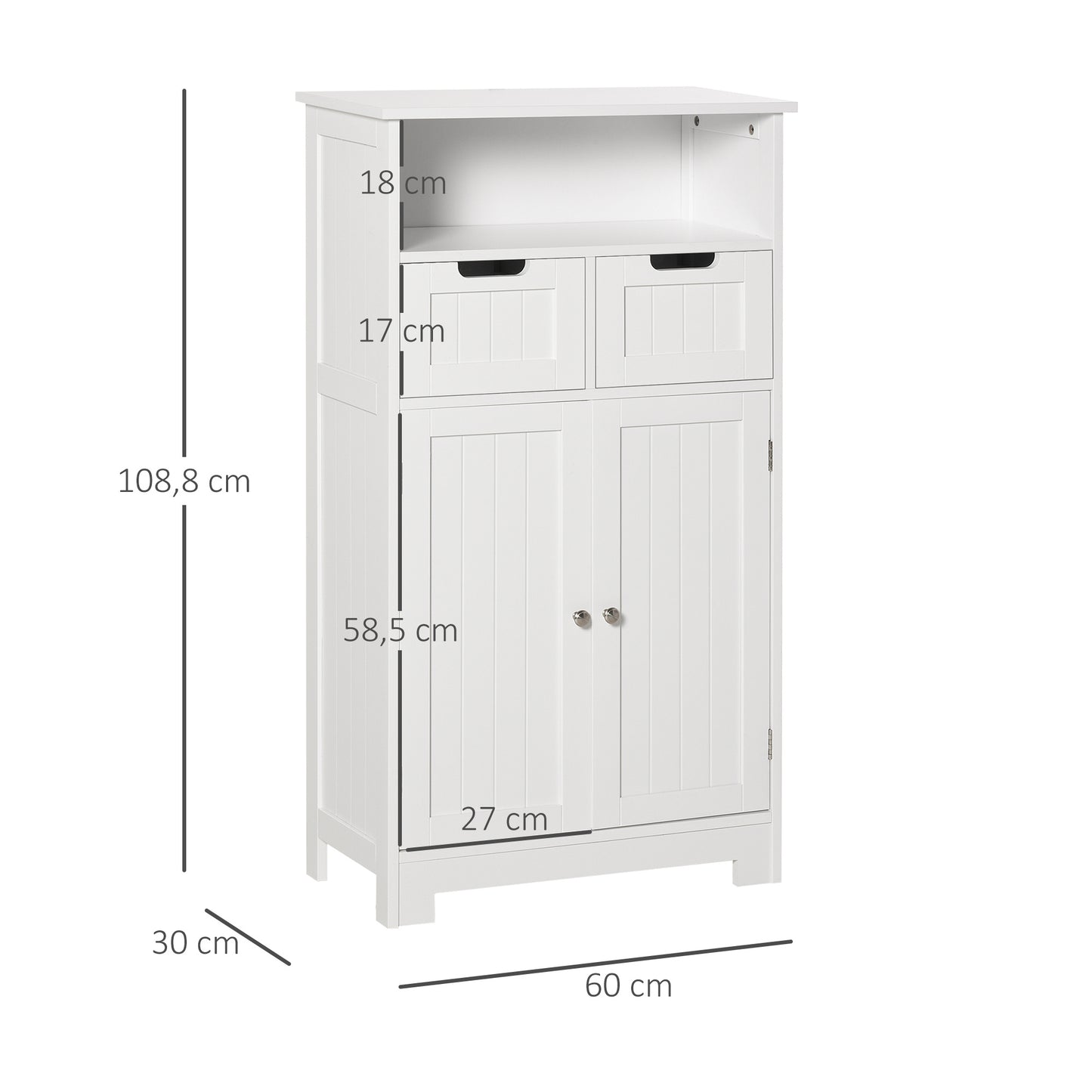 Badkamerkast – Badmeubel – Wastafelonderkast – Kolomkast – Opbergkast – Compact – MDF Wit Met Verstelbare Plank