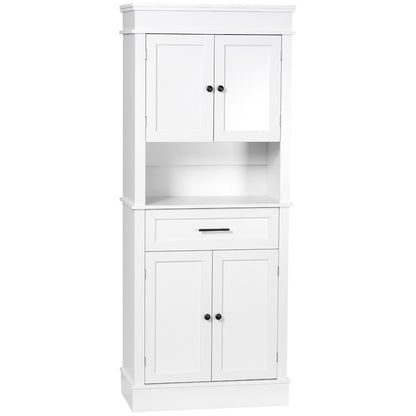 Opbergkast Keukenkast Buffetkast Dressoir Kastenwand Wit – Modern Design – Verstelbare Planken & Compact Formaat 74x39,5x183 cm