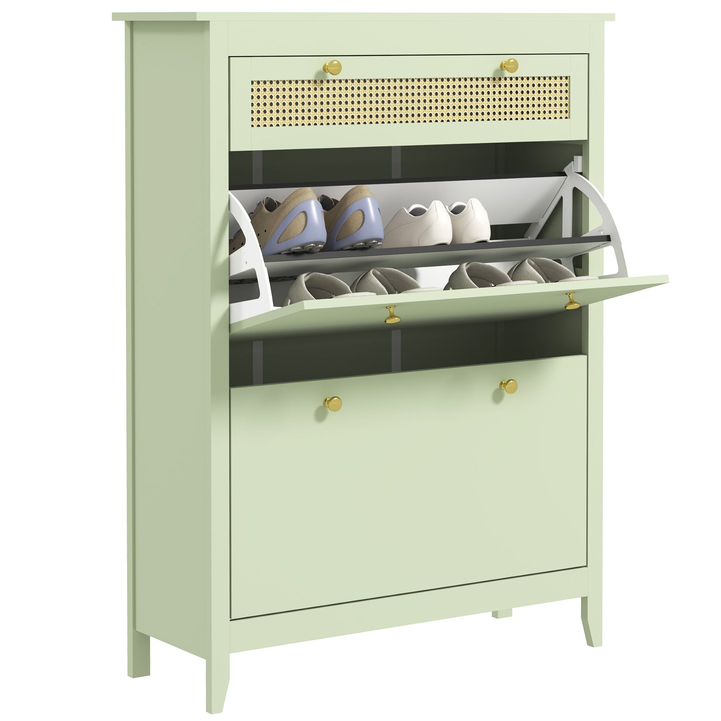 Schoenenkast – Schoenenrek – Schoenenopberger – Halmeubel – Schoenenbank – Compact 88x30x120 cm – Hardhout met Rattan Accenten – Ruimte voor 12 Paar Schoenen