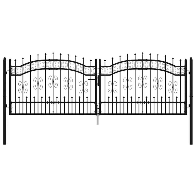 Zwarte Stalen Poort – Tuinpoort – Opritpoort – Erfafscheiding – Metalen Poort – Speerpuntontwerp – 305x151 cm – Weerbestendig & Onderhoudsvriendelijk