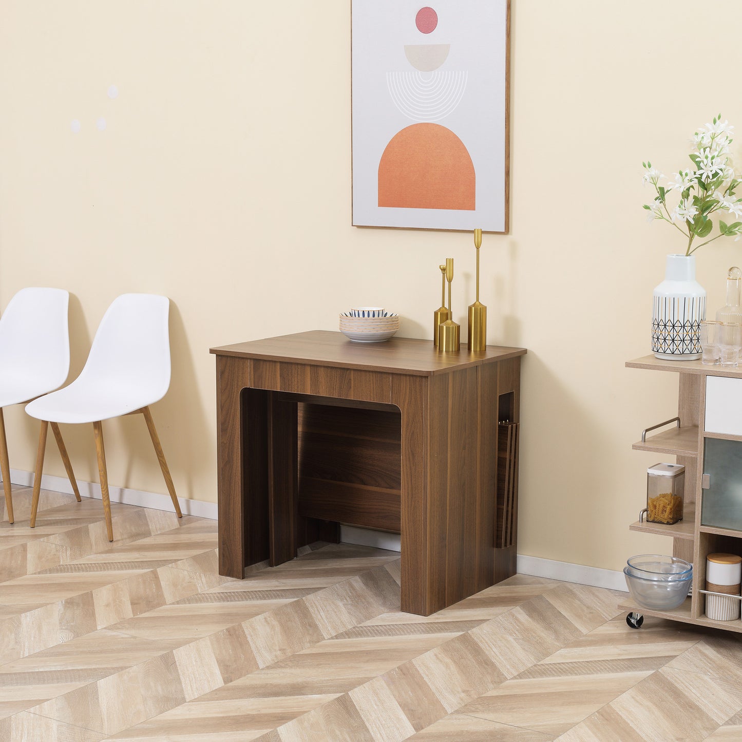 Uitklaptafel – Klaptafel – Vouwtafel – Uitschuiftafel – Eettafel – Modern Design – Uitbreidbaar tot 180 cm – Houtcomposiet Met Stalen Frame