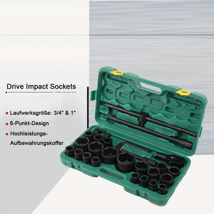 26-TLG 3/4" & 1" Inch 21-65mm Plug Nuts Truck Ratchet Box Plug Key Set