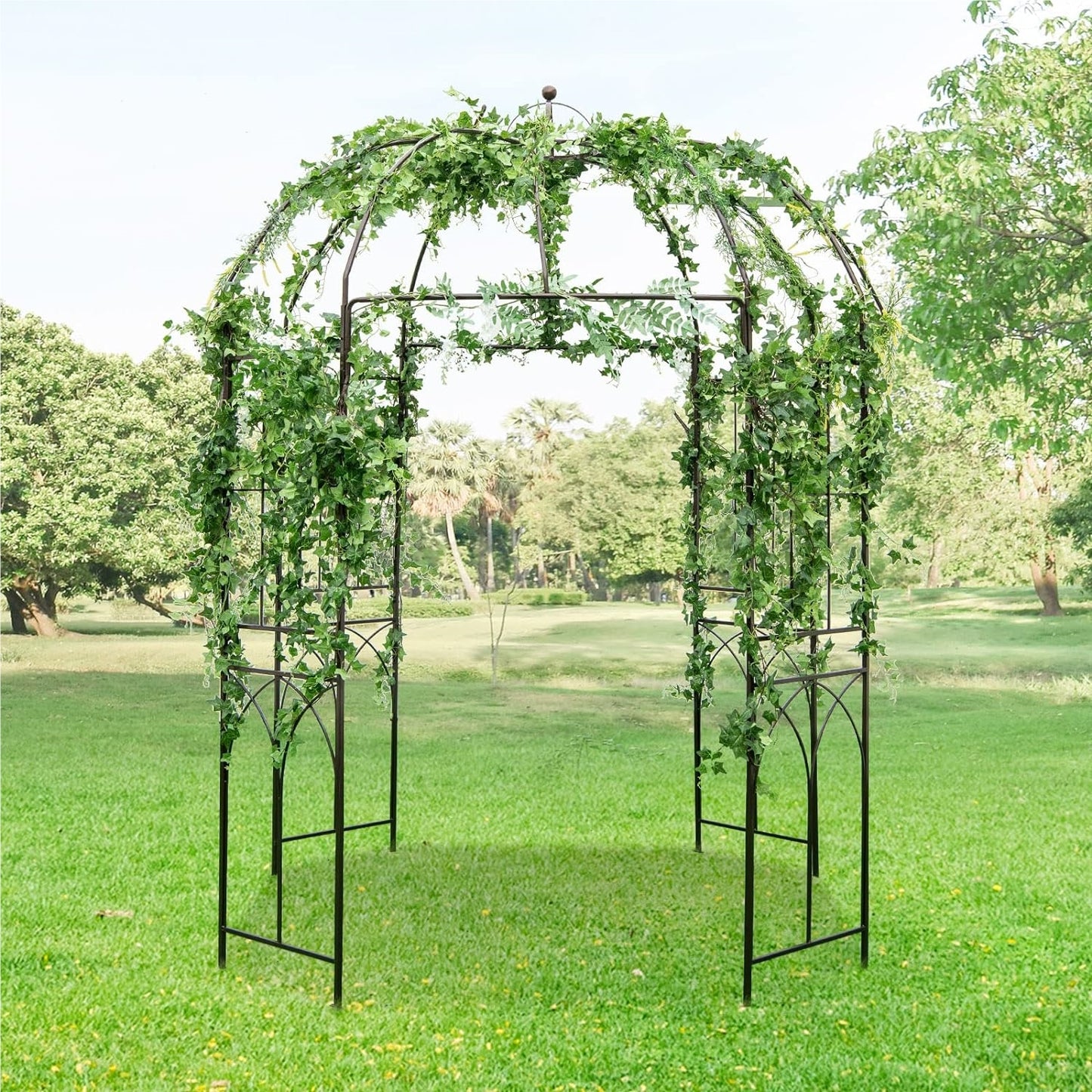 Metaal Boog – Tuinboog – Klimrek – Rozenboog – Tuintoren – Grote Oppervlakte 211x211x256 cm – Roestbestendig Bronzen Frame