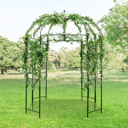 Metaal Boog – Tuinboog – Klimrek – Rozenboog – Tuintoren – Grote Oppervlakte 211x211x256 cm – Roestbestendig Bronzen Frame