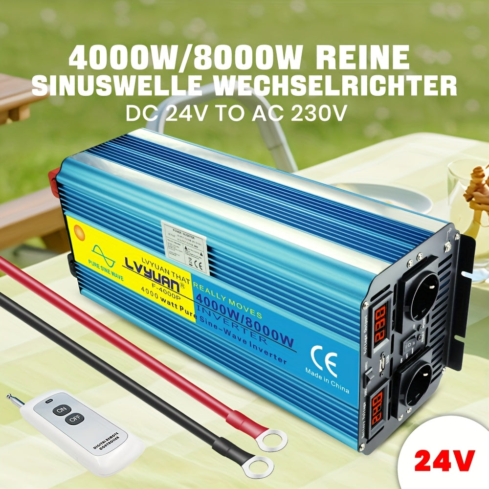LVYUAN Pure Sine Wave 4000W Power Inverter, 4000W Rated Power Car Electronic Inverter, 8000W (Peak) Power Converter, Car Household High Power Outdoor Camping Emergency Backup Convert Highly Efficient And Stable Compatible Wit