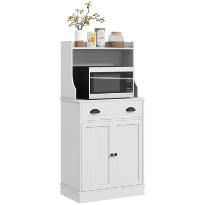 Magnetronkast – Keukenkast – Opbergkast – Kast Met Lade – Keukenmeubel – Verstelbare Planken – Waterafstotend MDF – Wit – Compact Formaat – Anti-Kantel Veilig