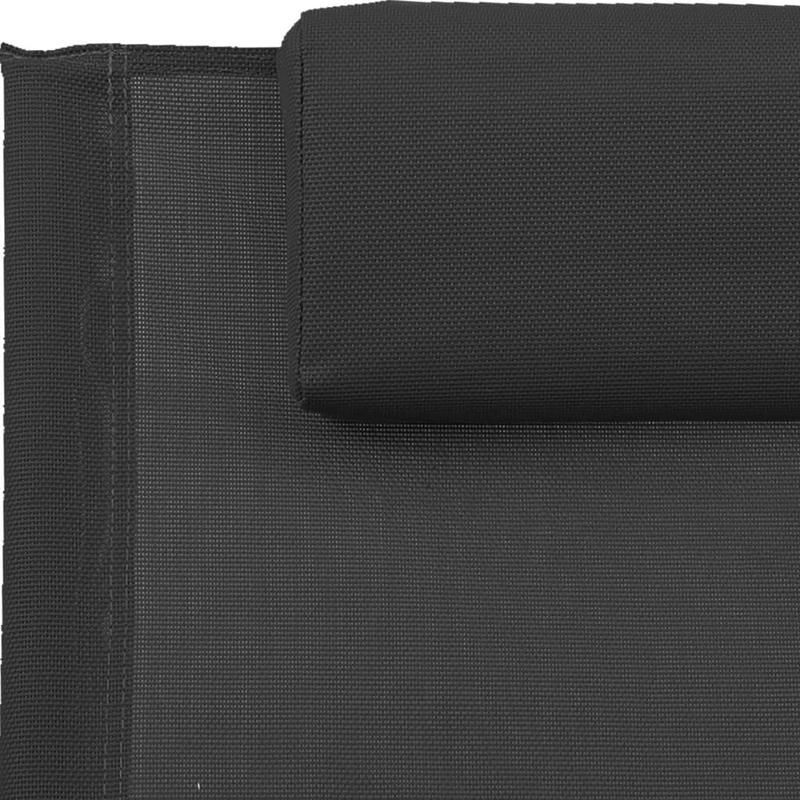 Lounge Chair with Cushion Made of Steel And Textilene in Black, Suitable for Balconies, Terraces, Backyards, Pools, And Beaches.