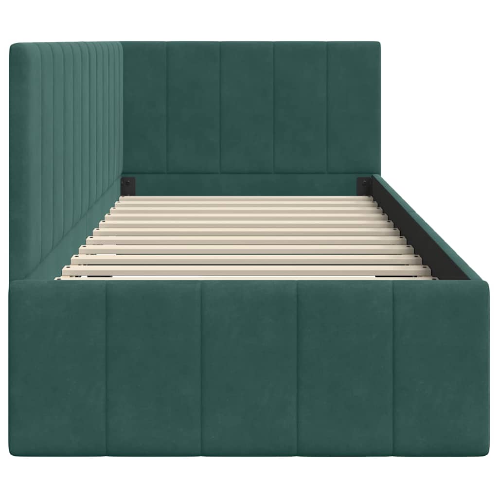 Bedframe – Bed – Eenpersoonsbed – Slaapbank – Kinderbed – Blauw Velvet Hoofdbord – Stevig Plaatmateriaal – Lattenbodem 80x200 cm