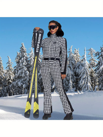 Dames Ski Overall – Ski Jumpsuit – Wintersport Pak – Snowpak – One-Piece Skikleding – Met Capuchon – Warm & Comfortabel – Machinewasbaar Polyester