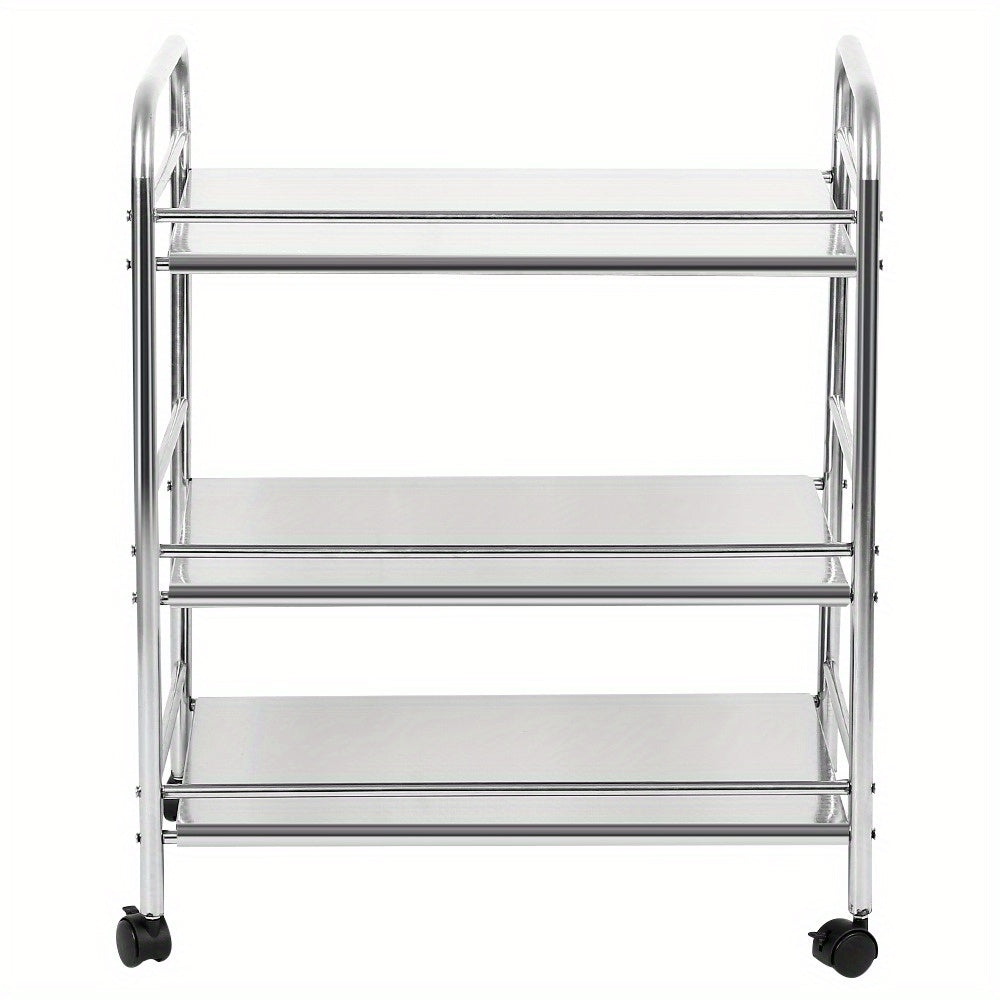 Opberwagen – Opbergwagen – Opbergrek – Werkplaatswagen – Verrijdbare Kar – 3-laags Metalen Frame – Soepele Wielen – 61x36x75 cm – Stevig & Duurzaam