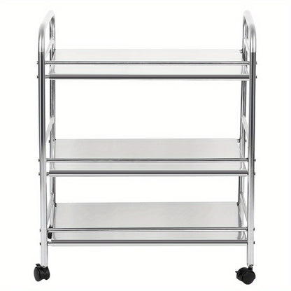 Opberwagen – Opbergwagen – Opbergrek – Werkplaatswagen – Verrijdbare Kar – 3-laags Metalen Frame – Soepele Wielen – 61x36x75 cm – Stevig & Duurzaam