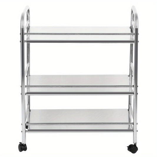 Opberwagen – Opbergwagen – Opbergrek – Werkplaatswagen – Verrijdbare Kar – 3-laags Metalen Frame – Soepele Wielen – 61x36x75 cm – Stevig & Duurzaam
