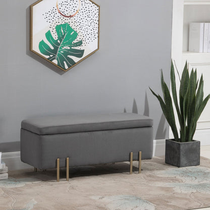 Opbergbank – Schoenenbank – Zithoekbank – Bankje – Vintage Bench – Donkergroen Gestoffeerd – Verborgen Opbergruimte – Rubberhout Frame – Verzinkte Metalen Poot