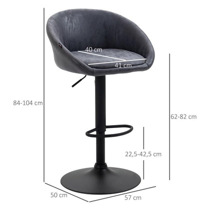 Barstoel – Barkruk – Barstoelen – Keukenstoel – Counterstoel – Verstelbare Hoogte 57-104 cm – Kunstleer Met Armleuning En Rugsteun
