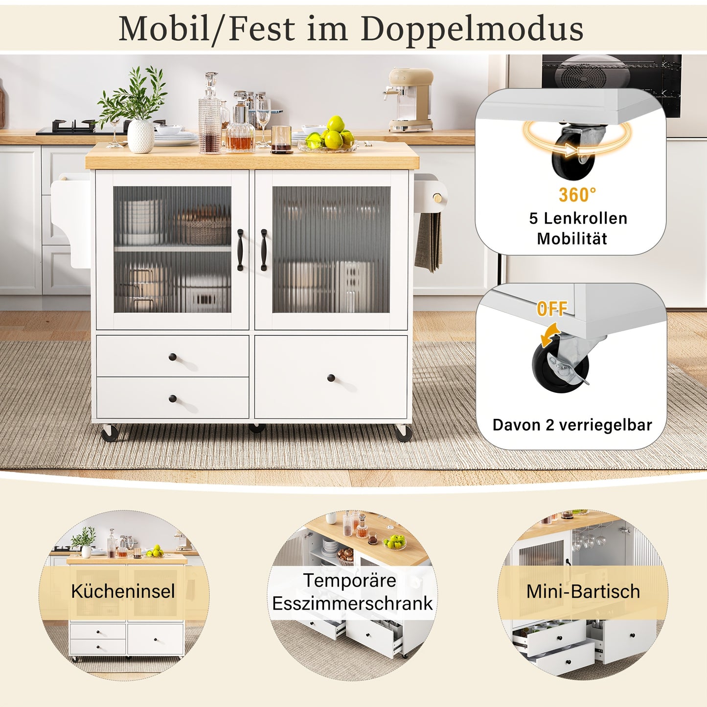 Ladekast – Kast – Commode – Opberger – Ladekast Wit – 5 Lades – Diamantpatroon – Gouden Poten – Modern – Eenvoudige Montage