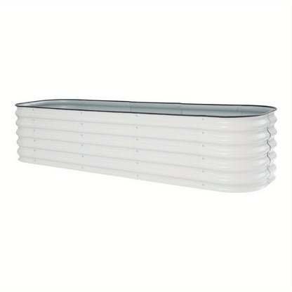 Verhoogd Tuinbed – Verhoogde Plantenbak – Moestuinbak – Kweekbak – Bloemenbak – Gegalvaniseerd Staal – 195x60x43 cm – Wit