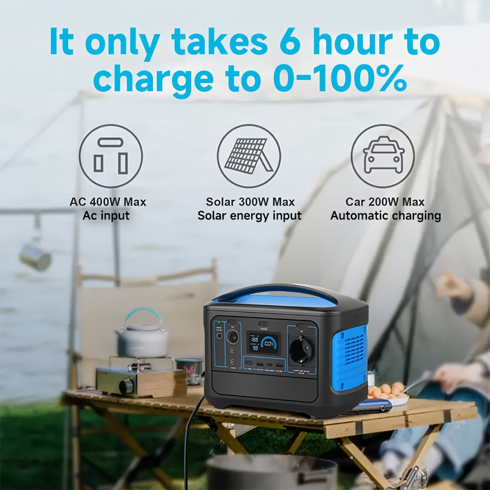 Draagbare Powerstation – Mobiele Generator – Externe Batterij – Noodstroom – Kampeer Accu – 600W Continu Vermogen – Snelle Oplading