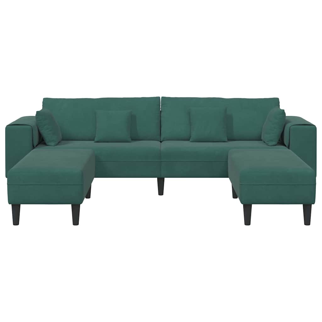 Bankstel – Bank – Hoekbank – Slaapbank – Zetel – Velvet Bekleding – Inclusief Ottoman – Stevig Houten Frame