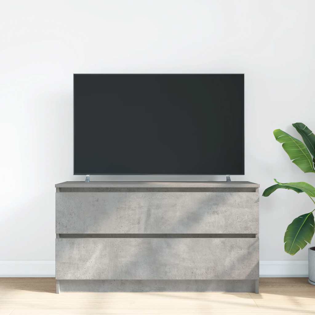 TV cabinet concrete grey 100x35x54 cm wood material TV Stand Entertainment Center with Storage, Media Television Table for Living Room Bedroom