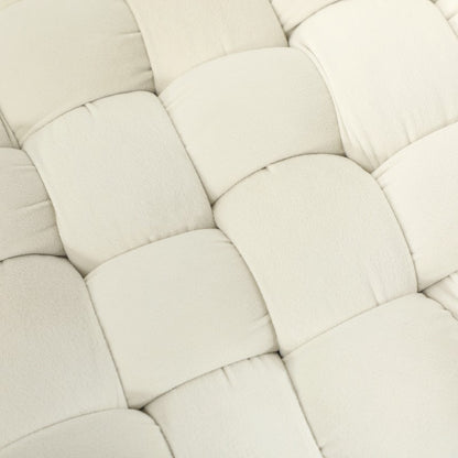 Velvet Padded Kruk – Poef – Voetenkruk – Hocker – Bankje – Met Metaal Poten – Hoogwaardige Voering – Crème Wit – 76x38x42 cm – Duurzaam & Elegant