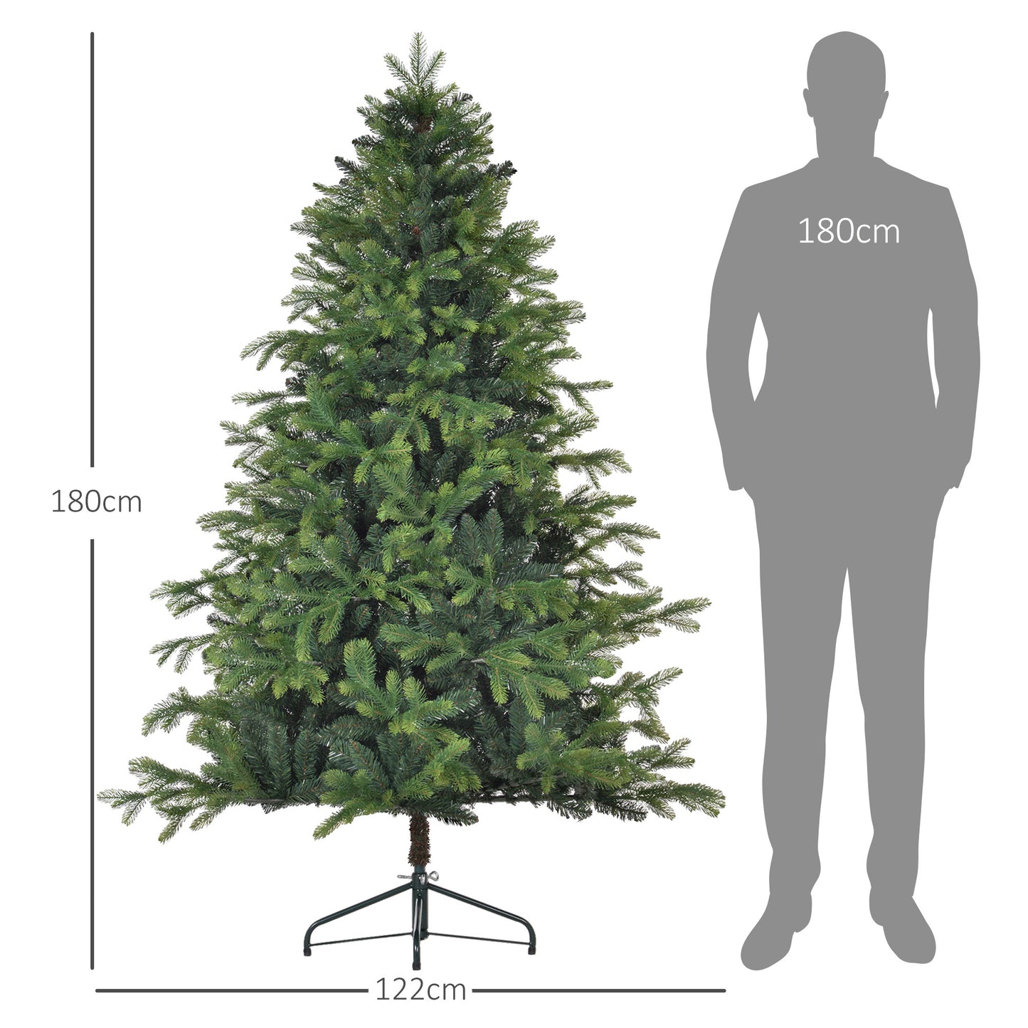 Kerstboom Kunstboom Kunstkerstboom Kunstkerstboom Decoratie Dennenboom – Realistisch Uitziend – Brandvertragend Materiaal – Stabiele Metalen Voet – 183 cm – Groen