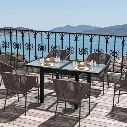 Tuinset Uitbreekbare Tafel – Tuinmeubel – Terrastafel – Uitschuifbare Eettafel – Aluminium Frame – 160x80 cm – Gehard Glasblad