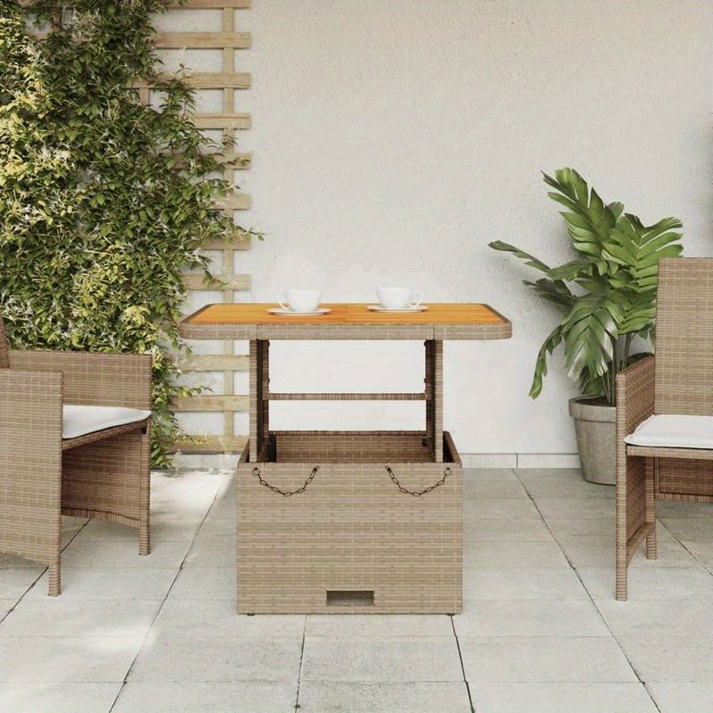 Table De Jardin Beige 80X80X71 Cm Easy to Assemble Modern Simple Easy to Carry DIY Outdoor Table in Backyard