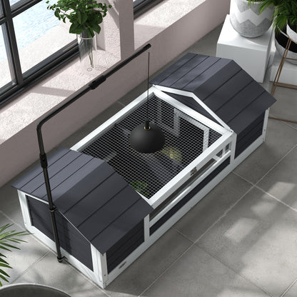 Schildpaddenhuis – Schildpaddenverblijf – Reptielenhuis – Landschildpaddenhok – Terrarium – Hout – Waterdicht Ontwerp – Verstelbare Lampenhouder – Open Dak – Verwijderbaar Tussenschot – Transparant Venster – 120x56,5x43 cm