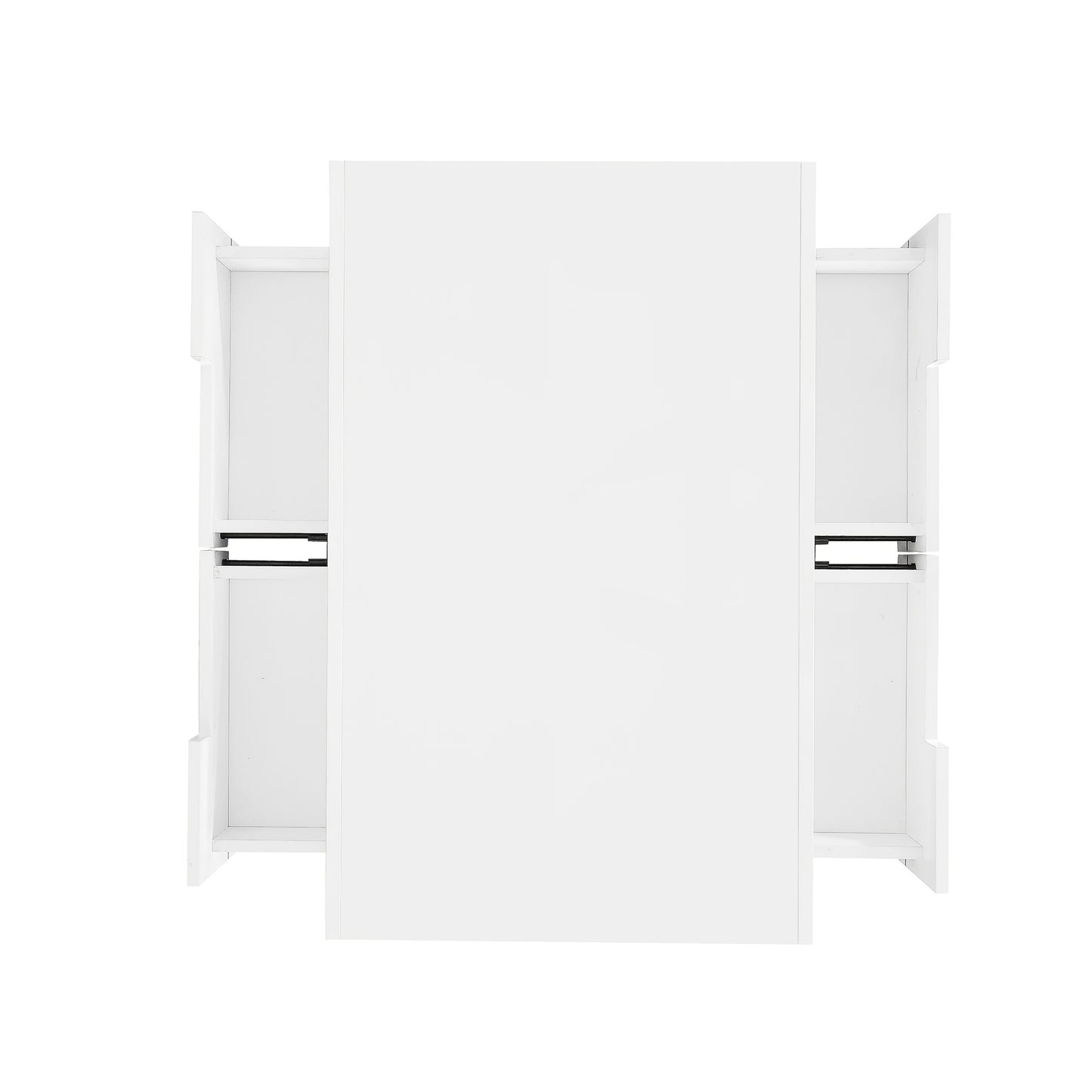 Modern White Metal Coffee Table with 4 Front & Back Drawers - High-Gloss Finish, Compact Design for Living Room, Bedroom, Office Storage, Coffee Table for Living Room, Bedroom Furniture, Contemporary Furniture, Sleek Finish