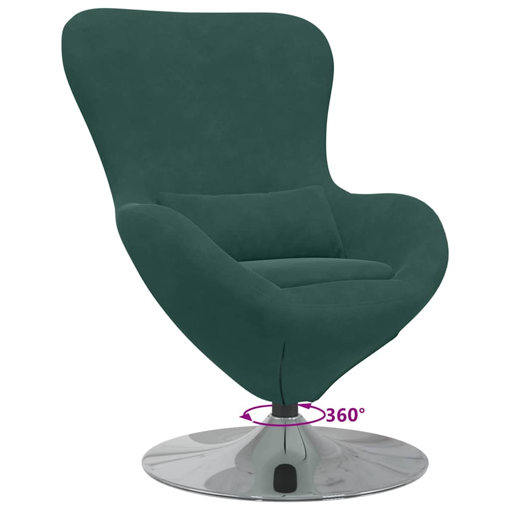 Fauteuil – Draaistoel – Relaxstoel – Loungestoel – Zetel – Donkergroen Fluweel – 360° Draaibaar