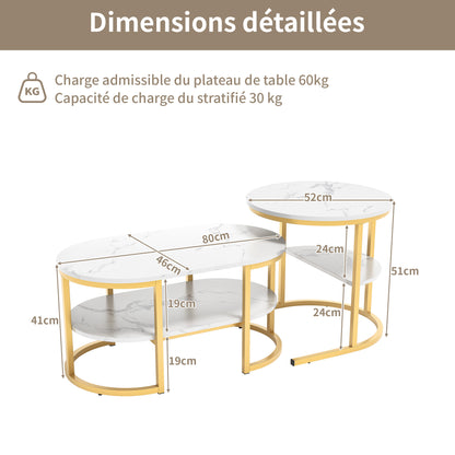 Salontafel – Koffietafel – Bijzettafel – Zettafel – Nesting Tafel – Ronde Set – MDF Blad – Metalen Frame – Ruimtebesparend – Veilig Zonder Scherpe Hoeken