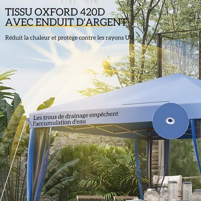 Tuinpaviljoen – Tuinkamer – Partytent – Overkapping – Tuinoverkapping – Pop-up Systeem – UV-Beschermd Polyester – 3x3 Meter – Inclusief Muskietennetten – Blauw