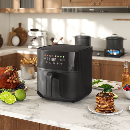 Hot Air Fryer, 8 Programs, 8 Liters, LED Screen, Black
