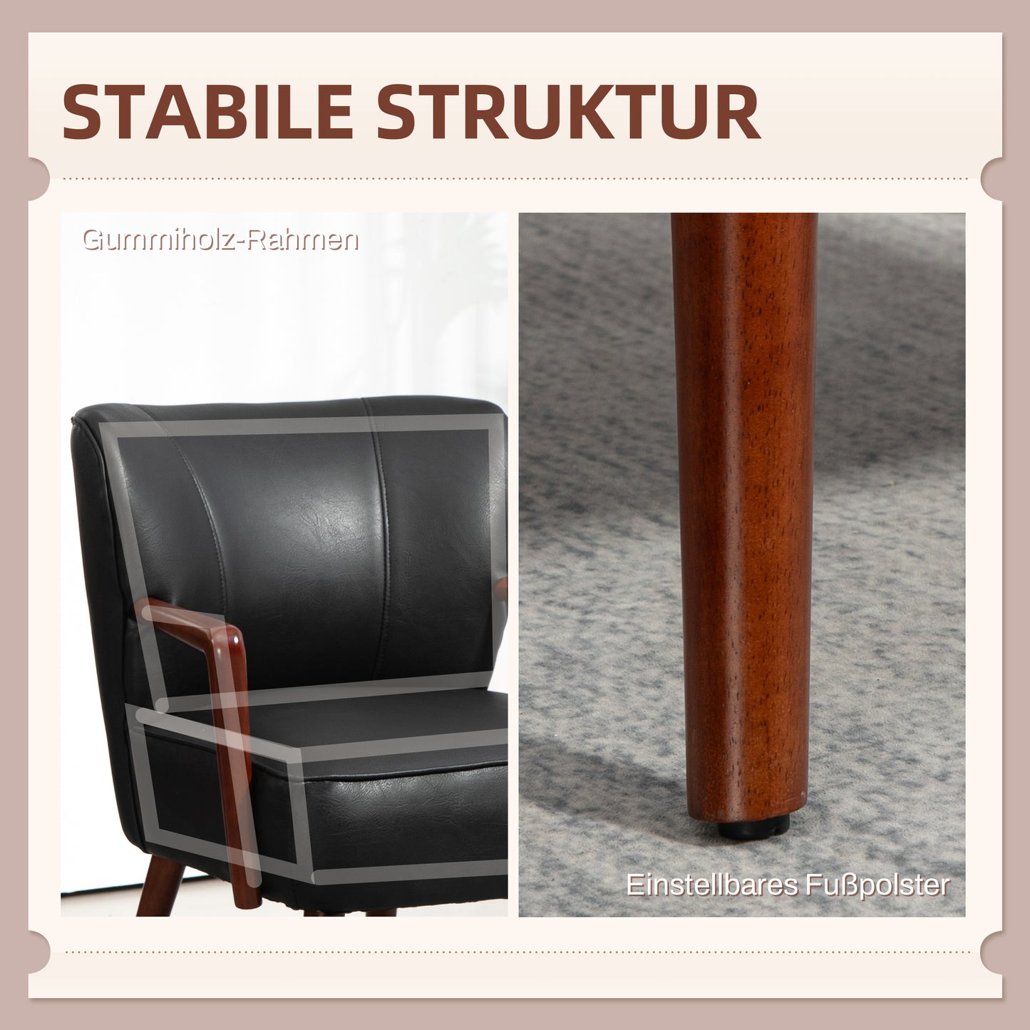Fauteuil – Accentstoel – Stoel – Schommelstoel – Zitzak – Brede Zitting – Kunstleer – Houten Frame – Max 120 Kg – Compact Design 67x77x80 cm