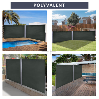 Uittrekbaar Scherm – Tuinafscheiding – Windscherm – Privacydoek – Balkonwand – Dubbelzijdige Privacy – 6 Meter Lang x 1,80 Meter Hoog – Anti-UV Polyester 180 g/m² Grijs