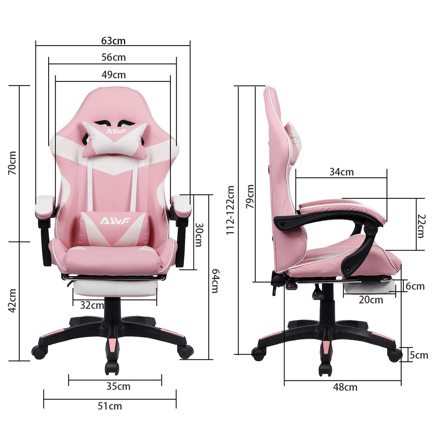 Gamingstoel – Gamestoel – Gaming Chair – Game Stoel – Bureaustoel – Roze – Ergonomisch Design – Uitschuifbare Voetensteun